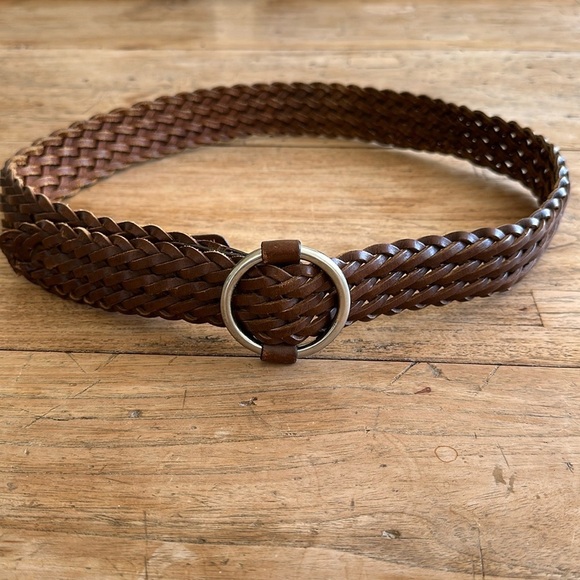 Linea Pelle Accessories - Linea Pelle Braided Woven Leather Brown Size Large Boho Style